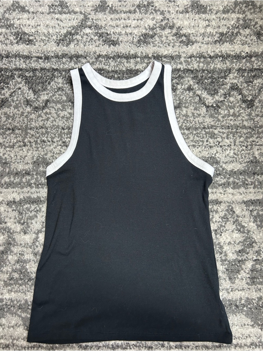 A New Day Black Tank Top with White Trim